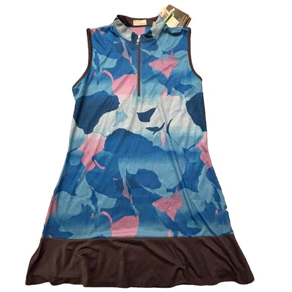 Callaway Sleeveless Golf Dress- Blue Sea Star Large Abstract Gradient 1/4 Zip - Picture 3 of 10